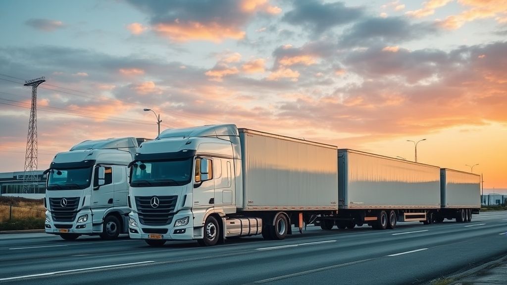 Freight trucks on UK motorway